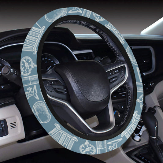 Chemical Pattern Print Design 05 Steering Wheel Cover with Elastic Edge