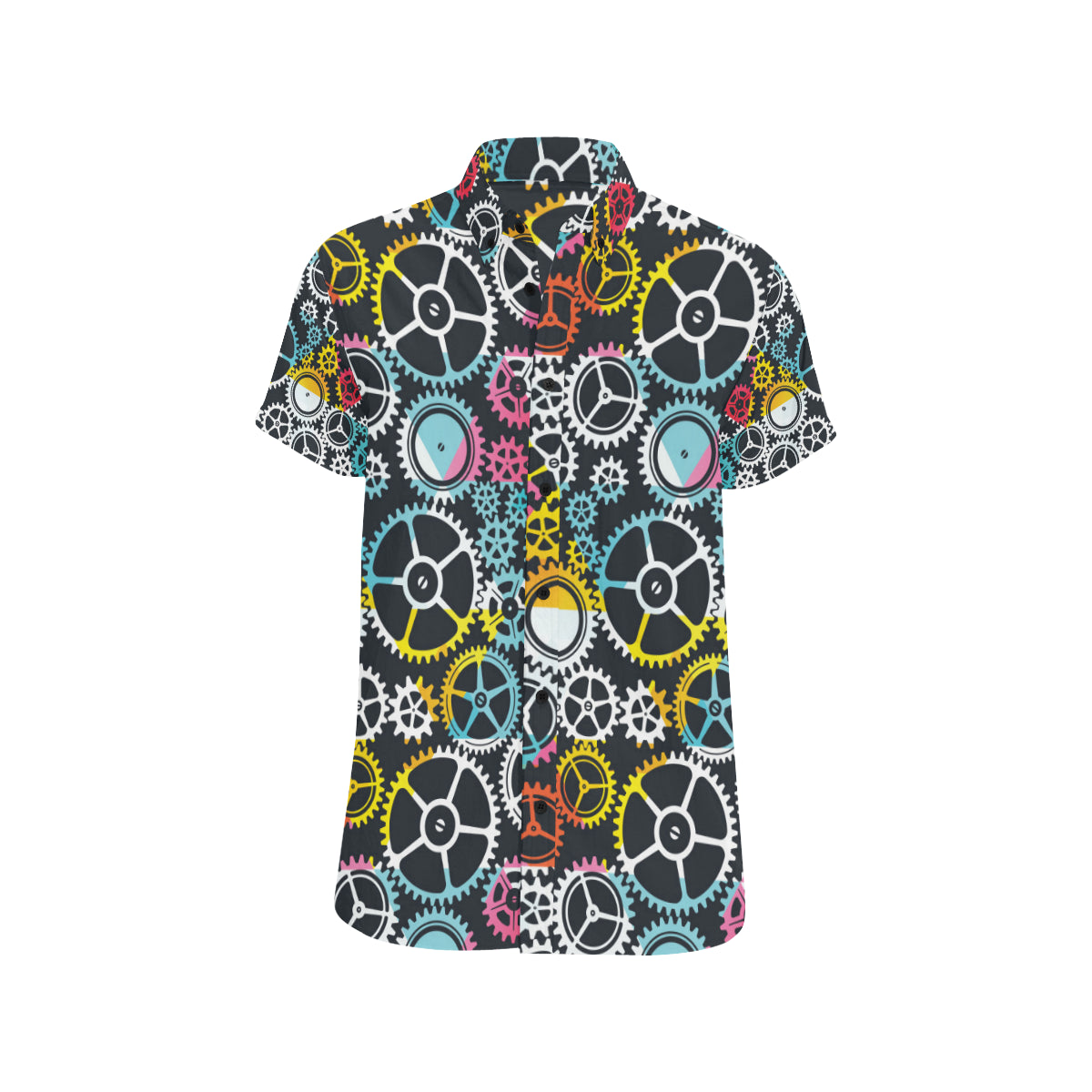 Mechanic Pattern Print Design 02 Men's Short Sleeve Button Up Shirt