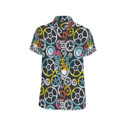 Mechanic Pattern Print Design 02 Men's Short Sleeve Button Up Shirt