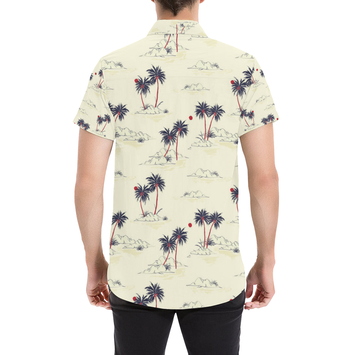 Palm Tree Pattern Print Design PT08 Men's Short Sleeve Button Up Shirt