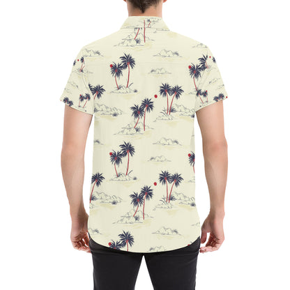 Palm Tree Pattern Print Design PT08 Men's Short Sleeve Button Up Shirt
