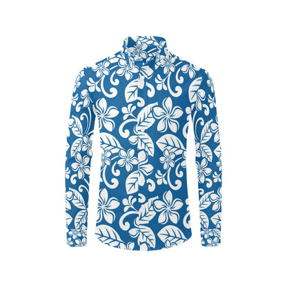Plumeria Pattern Print Design PM013 Men's Long Sleeve Shirt