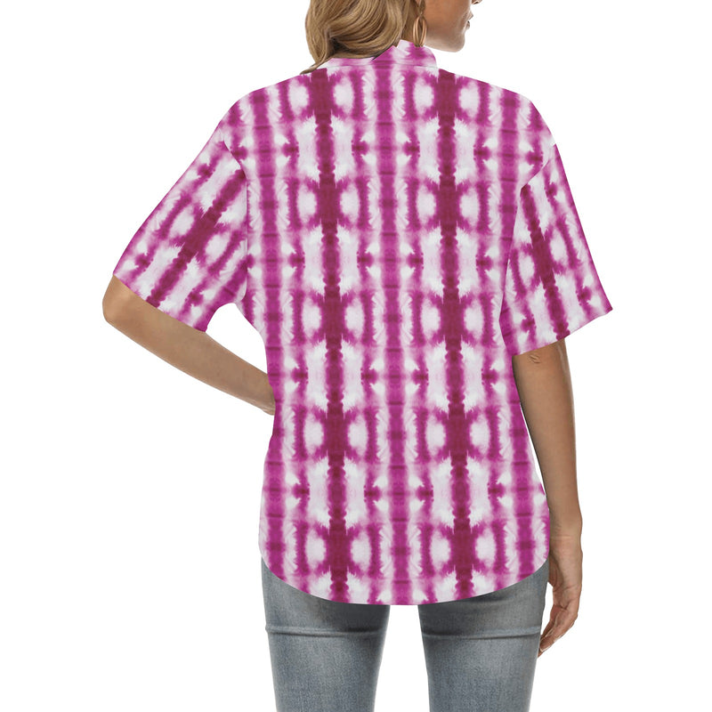 Tie Dye Dark Pink Print Design LKS303 Women's Hawaiian Shirt