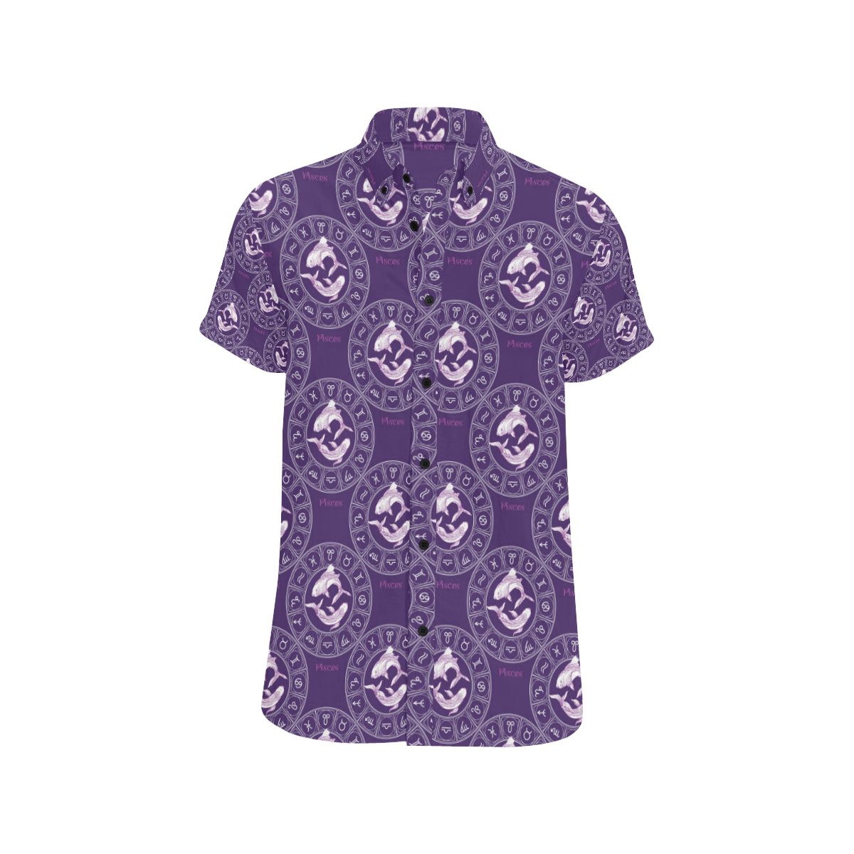 Pisces Pattern Print Design A02 Men's Short Sleeve Button Up Shirt