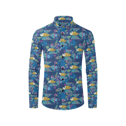 Flying Fish Pattern Print Design 01 Men's Long Sleeve Shirt