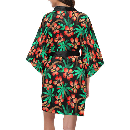 Hawaiian Themed Pattern Print Design H022 Women Kimono Robe