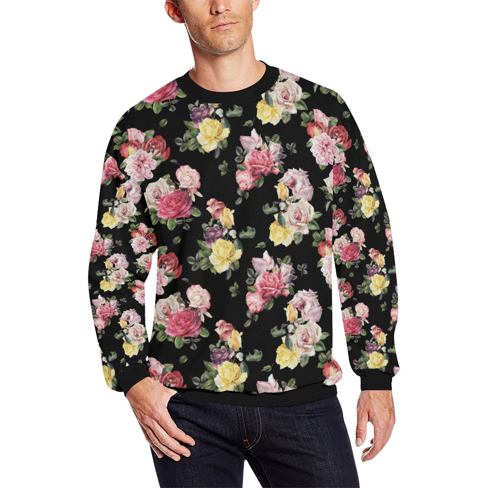 Rose Pattern Print Design RO010 Men Long Sleeve Sweatshirt