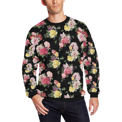Rose Pattern Print Design RO010 Men Long Sleeve Sweatshirt