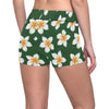 White Plumeria Pattern Print Design PM020 Yoga Shorts