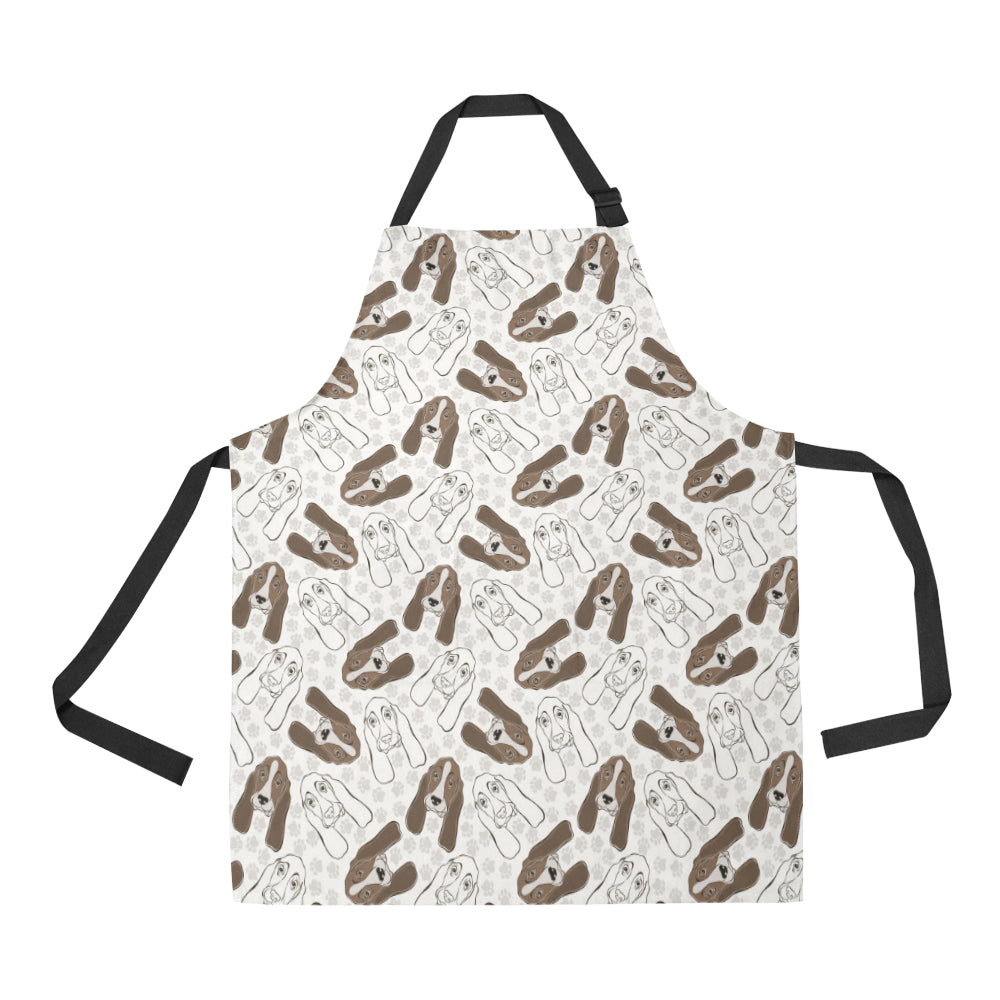 Basset Hound Pattern Print Design 01 Apron with Pocket