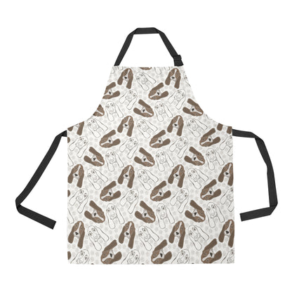 Basset Hound Pattern Print Design 01 Apron with Pocket