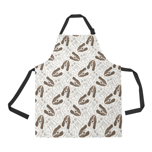Basset Hound Pattern Print Design 01 Apron with Pocket