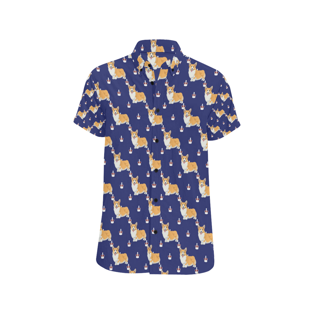 Pembroke Welsh Corgis Pattern Print Design A07 Men's Short Sleeve Button Up Shirt
