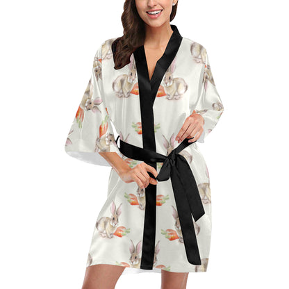 Rabbit Pattern Print Design 01 Women's Short Kimono