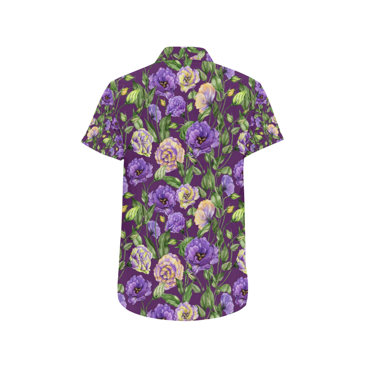 Lisianthus Pattern Print Design LT03 Men's Short Sleeve Button Up Shirt