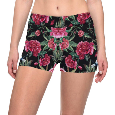 Peony Pattern Print Design PE04 Yoga Shorts