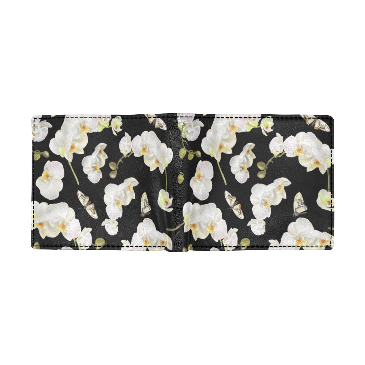 Orchid White Pattern Print Design OR011 Men's ID Card Wallet