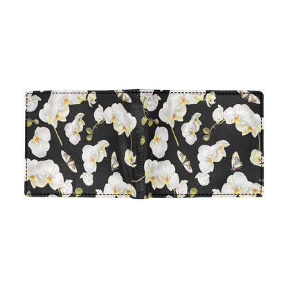 Orchid White Pattern Print Design OR011 Men's ID Card Wallet