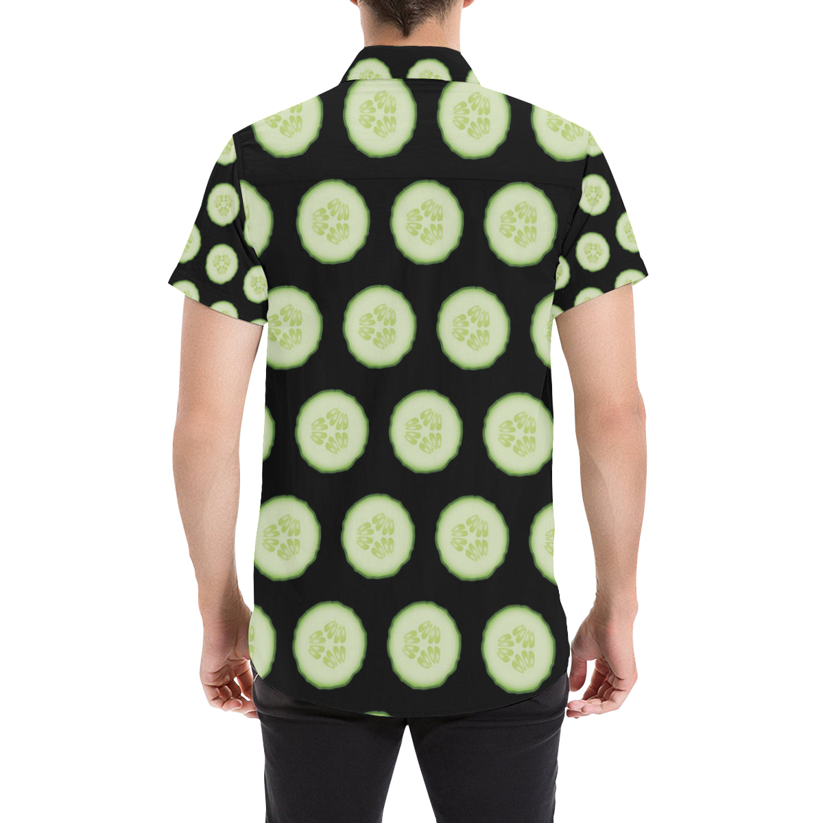 Cucumber Pattern Print Design CC02 Men's Short Sleeve Button Up Shirt