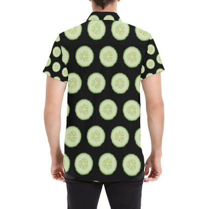Cucumber Pattern Print Design CC02 Men's Short Sleeve Button Up Shirt