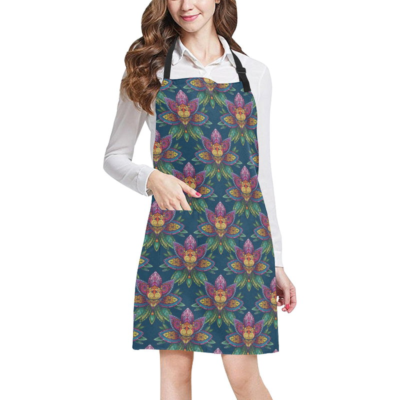 lotus Boho Pattern Print Design LO04 Apron with Pocket