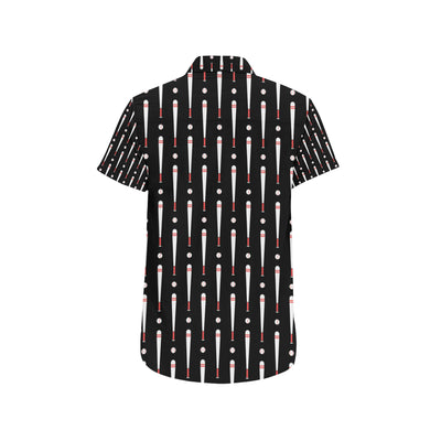 Baseball Pattern Print Design 03 Men's Short Sleeve Button Up Shirt