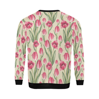 Tulip Pink Pattern Print Design TP06 Men Long Sleeve Sweatshirt