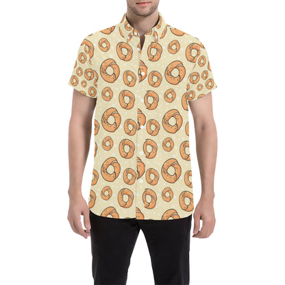 Bagel Pattern Print Design 03 Men's Short Sleeve Button Up Shirt