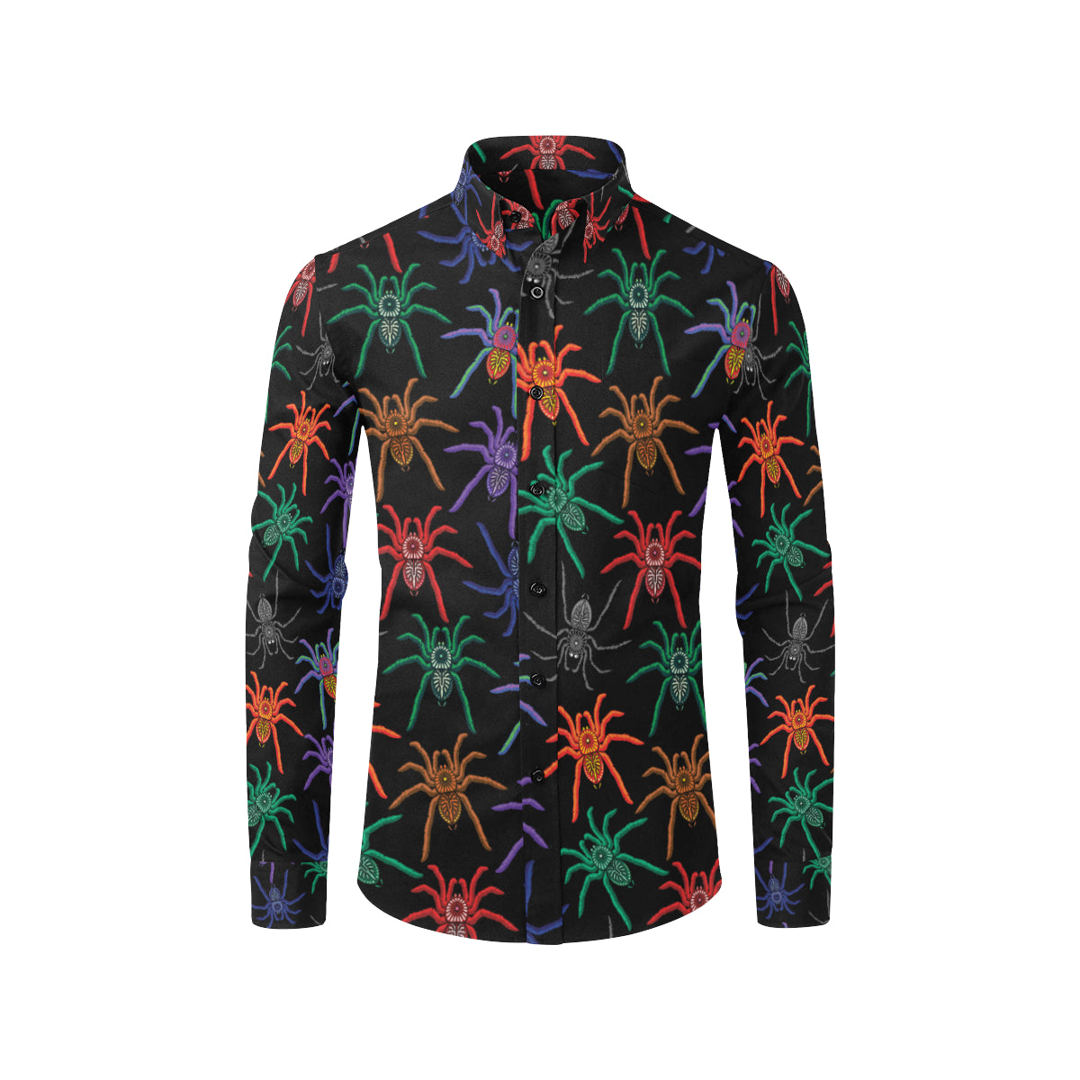 Tarantula Neon Color Pattern Print Design 03 Men's Long Sleeve Shirt