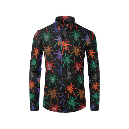 Tarantula Neon Color Pattern Print Design 03 Men's Long Sleeve Shirt