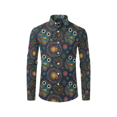 Owl Boho Style Pattern Print Design A04 Men's Long Sleeve Shirt