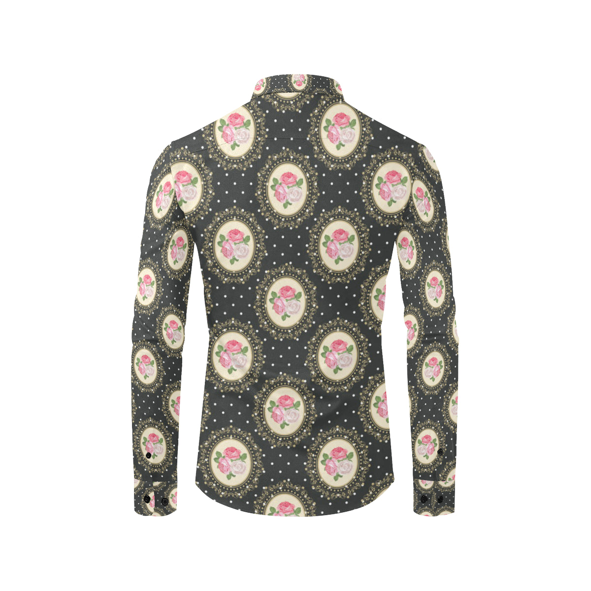 Rose Pattern Print Design RO015 Men's Long Sleeve Shirt