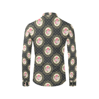 Rose Pattern Print Design RO015 Men's Long Sleeve Shirt