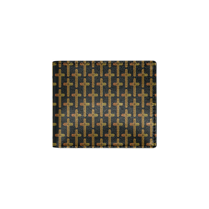 Cross Pattern Print Design 02 Men's ID Card Wallet