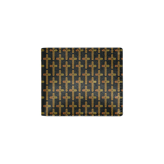 Cross Pattern Print Design 02 Men's ID Card Wallet
