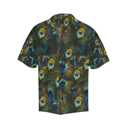 Peacock Feather Pattern Print Design A03 Men's Hawaiian Shirt
