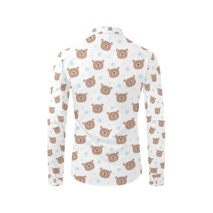 Bear Pattern Print Design BE02 Men's Long Sleeve Shirt