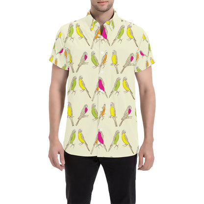 Parakeet Pattern Print Design A01 Men's Short Sleeve Button Up Shirt