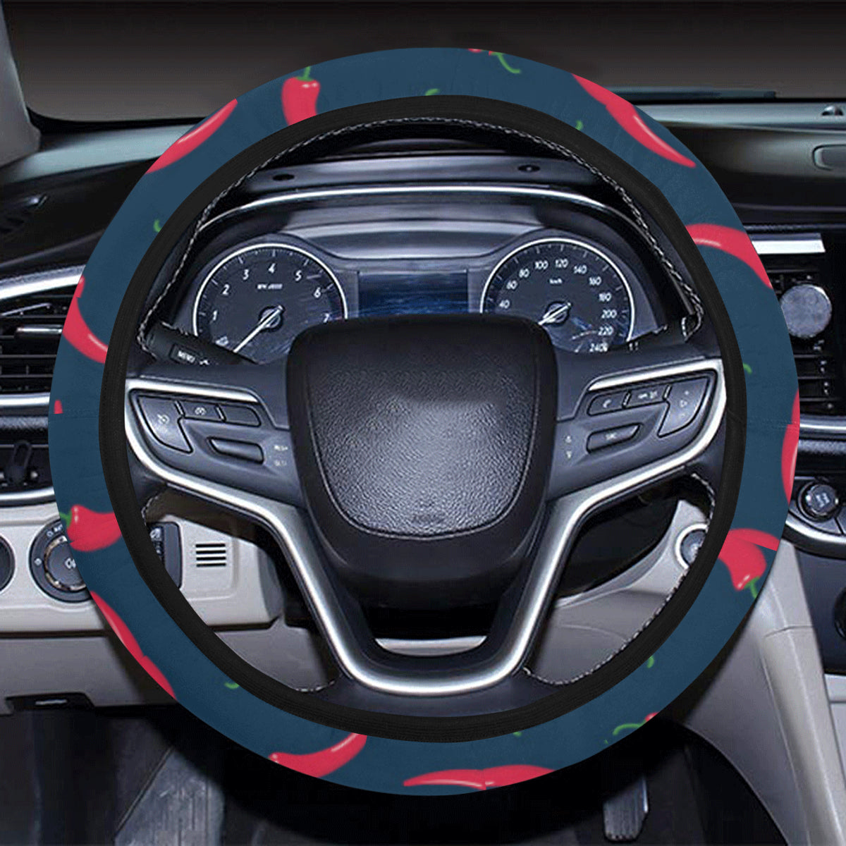 Chilli Pepper Pattern Print Design 03 Steering Wheel Cover with Elastic Edge