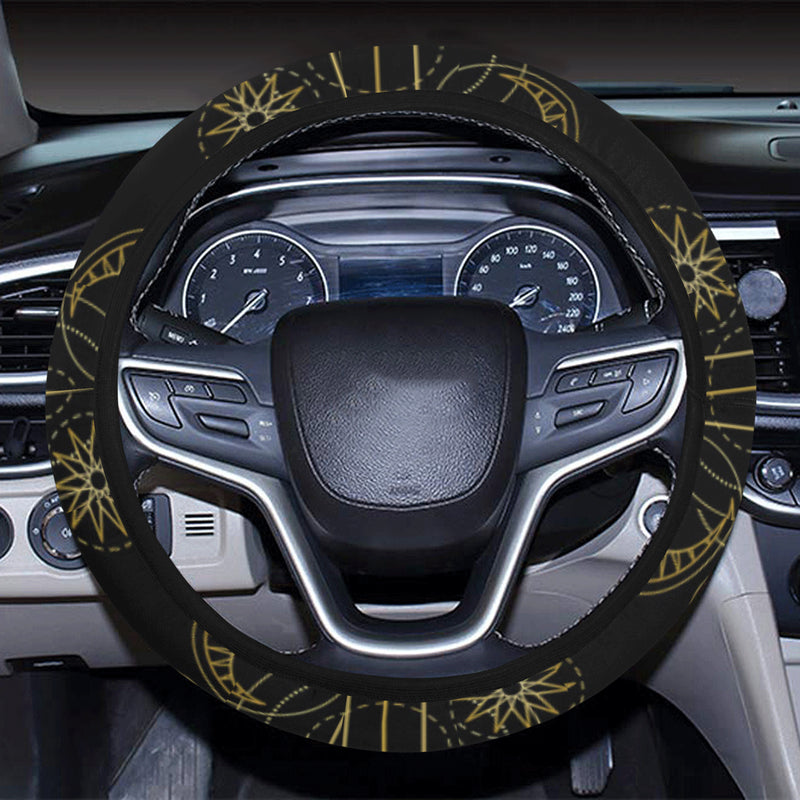 Moon Boho Style Pattern Print Design 01 Steering Wheel Cover with Elastic Edge