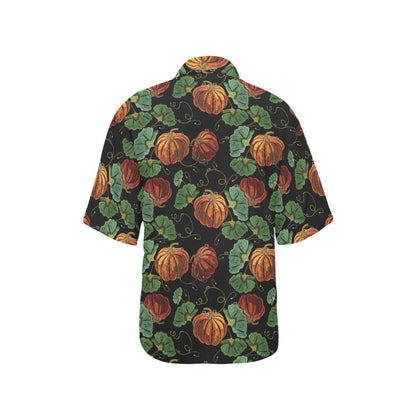 Pumpkin Pattern Print Design A02 Women's Hawaiian Shirt