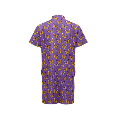 Monarch Butterfly Purple Print Pattern Men's Romper