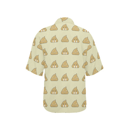 Poop Emoji Pattern Print Design A04 Women's Hawaiian Shirt