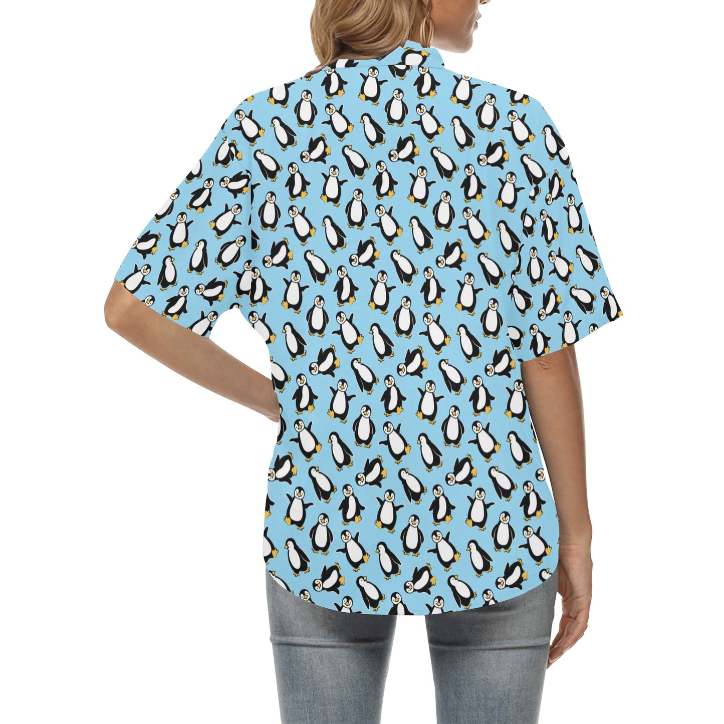 Penguin Happy Print Women's Hawaiian Shirt