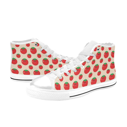 Tomato Print Design LKS308 High Top Women's White Shoes