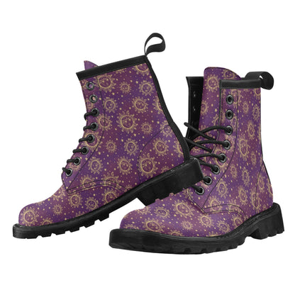 Sun Moon Star Design Themed Print Women's Boots