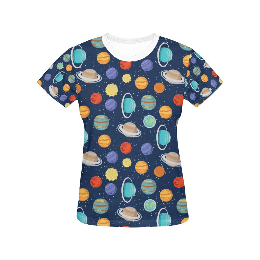 Planet With Star Print Design LKS303 Women's  T-shirt