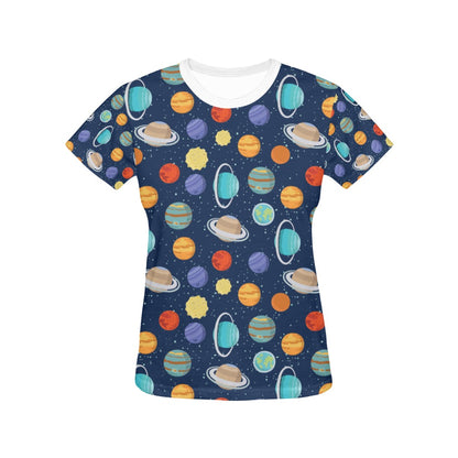 Planet With Star Print Design LKS303 Women's  T-shirt