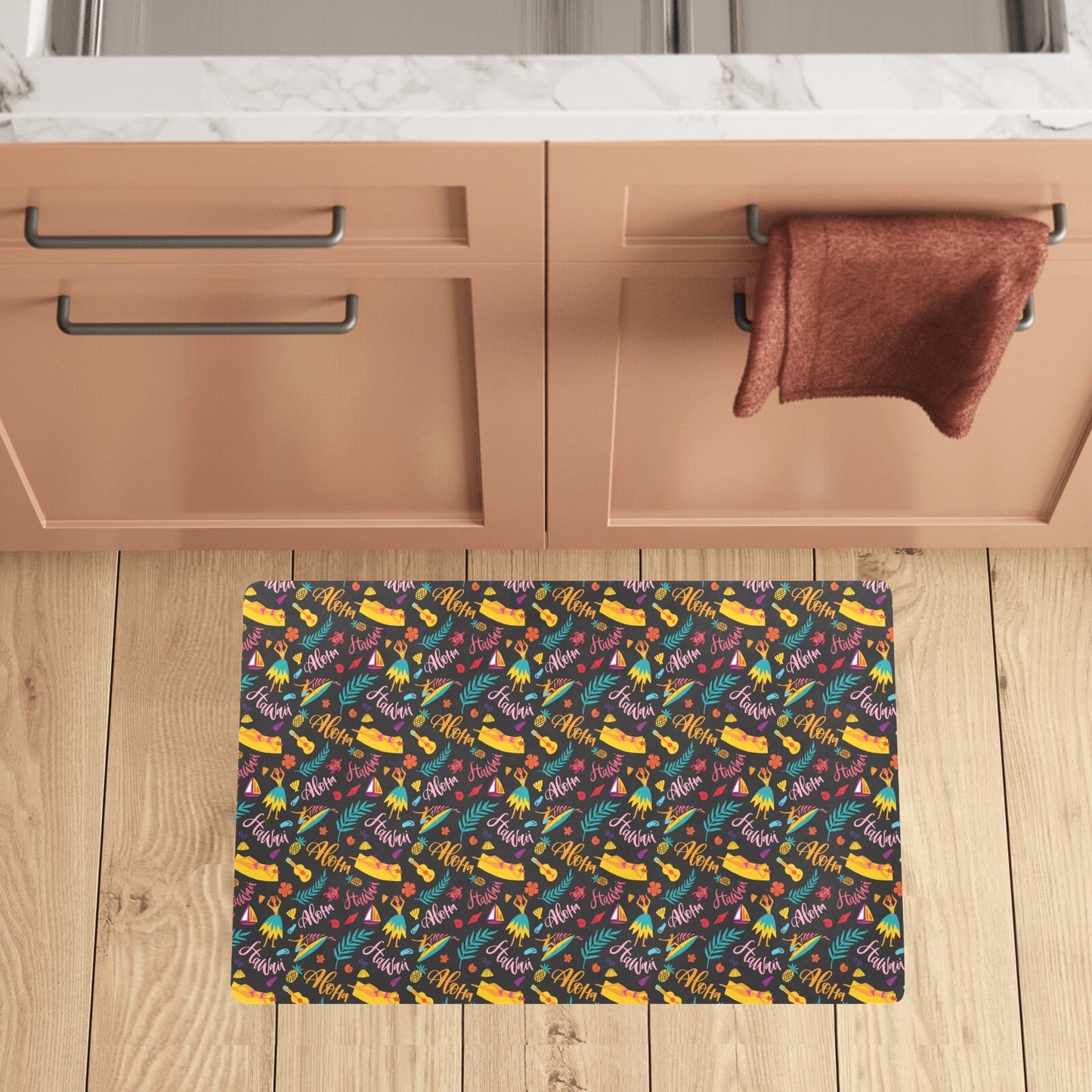 Aloha Hawaii Summer Design Themed Print Kitchen Mat