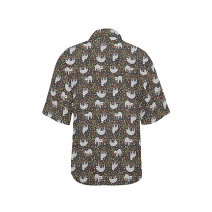 Sloth Cute Design Themed Print Women's Hawaiian Shirt